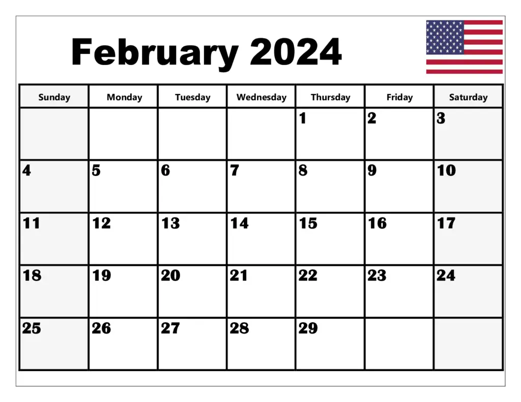 February Printable Calendar 2024: Stay Organized and Efficient - Cable  Squats